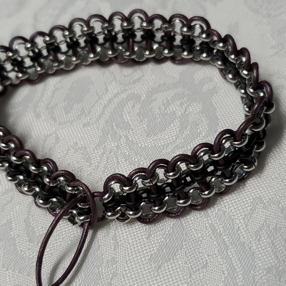 Adjustable Purple Genuine Leather Chain Bracelet! - Picture 2 of 4